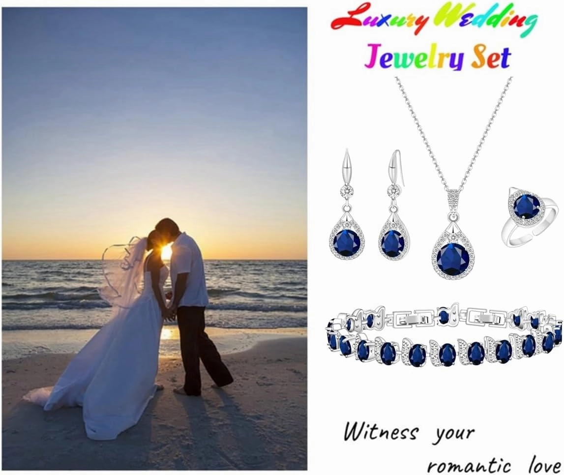 LMXXVJ Jewelry Set For Women,Platinum Plated Necklace Ring Earrings Bracelet Costume Jewelry Set Mother's Day Christmas Birthday Thanksgiving Day Gift for Mom/Wife