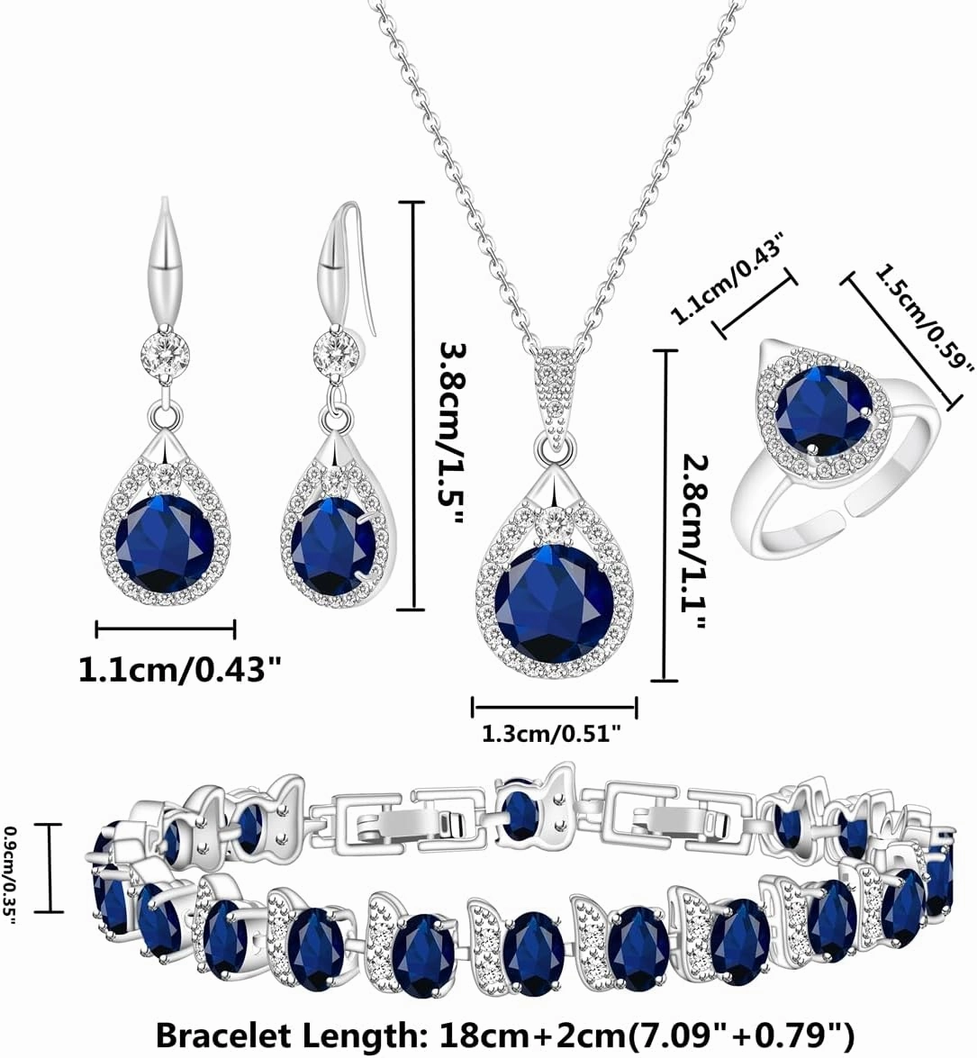 LMXXVJ Jewelry Set For Women,Platinum Plated Necklace Ring Earrings Bracelet Costume Jewelry Set Mother's Day Christmas Birthday Thanksgiving Day Gift for Mom/Wife