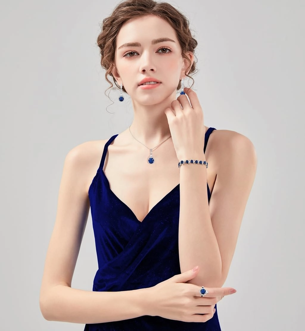 LMXXVJ Jewelry Set For Women,Platinum Plated Necklace Ring Earrings Bracelet Costume Jewelry Set Mother's Day Christmas Birthday Thanksgiving Day Gift for Mom/Wife