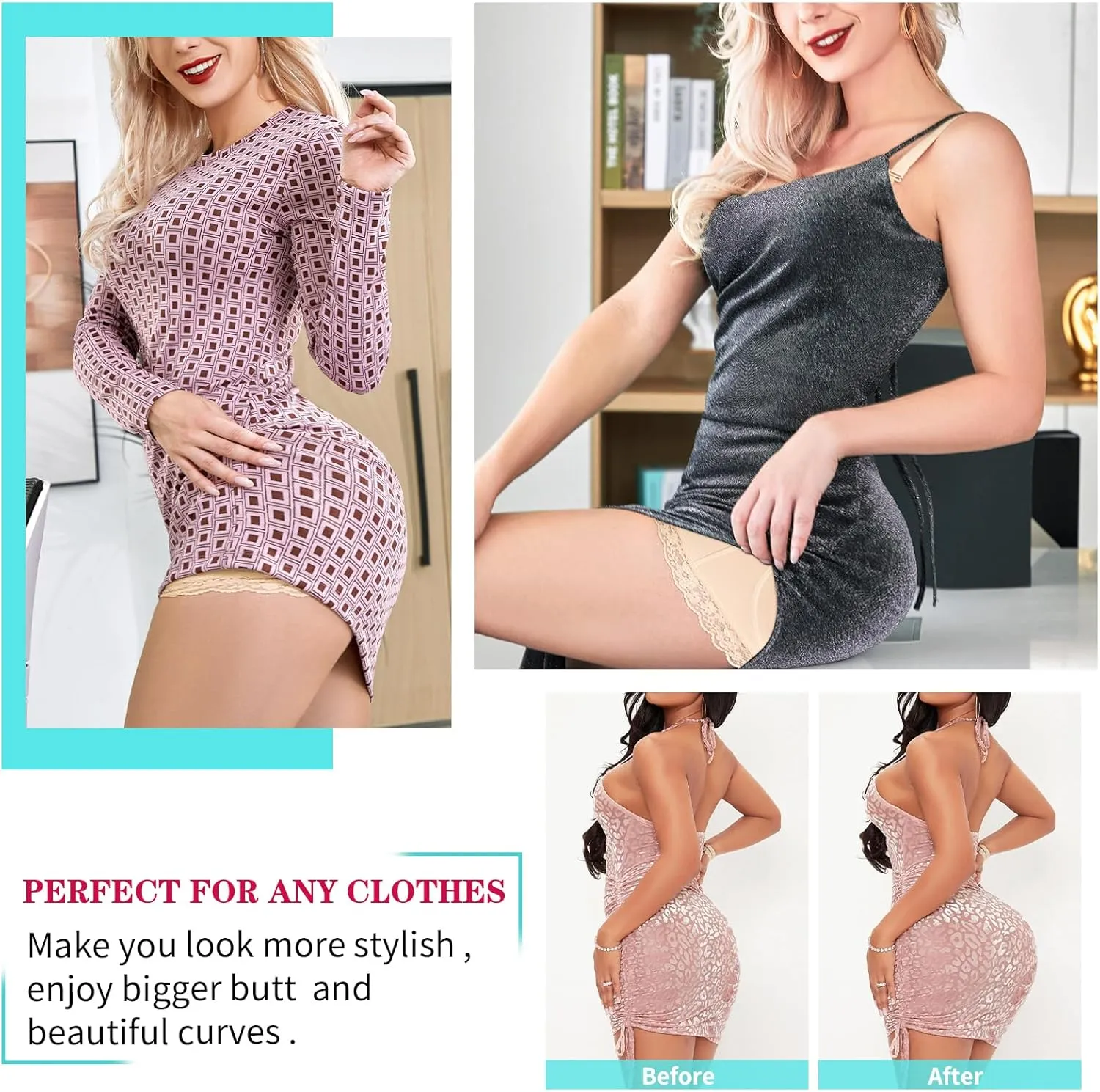 LODAY Womens Butt Lifter Padded Lace Panties Seamless Hip Enahncer Body Shaper Boyshort Underwear