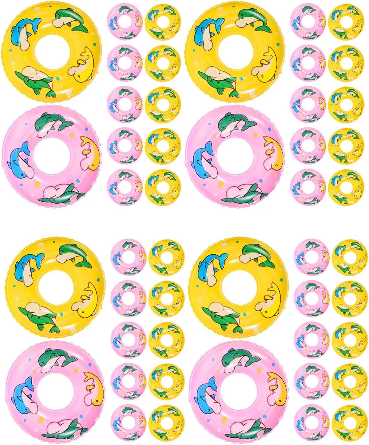 LOGOFUN 80 pcs Mini Swim Rings Miniature Swimming Rings Float Swimming Rings Toy for Dollhouse Pool Accessories - Pink Yellow