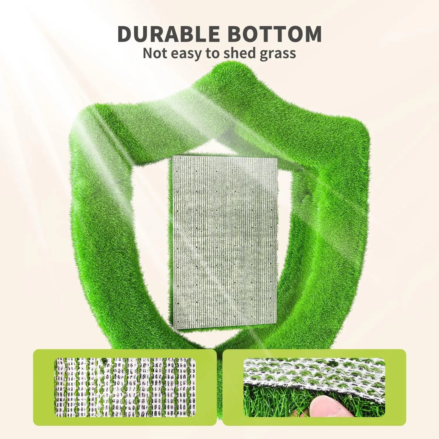 LOOBANI Artificial Grass Rug Indoor Outdoor, Realistic Synthetic Grass with Drainage Holes, Artificial Grass Turf for Balcony Garden Landscape Decoration, 5 Feet x 8 Feet