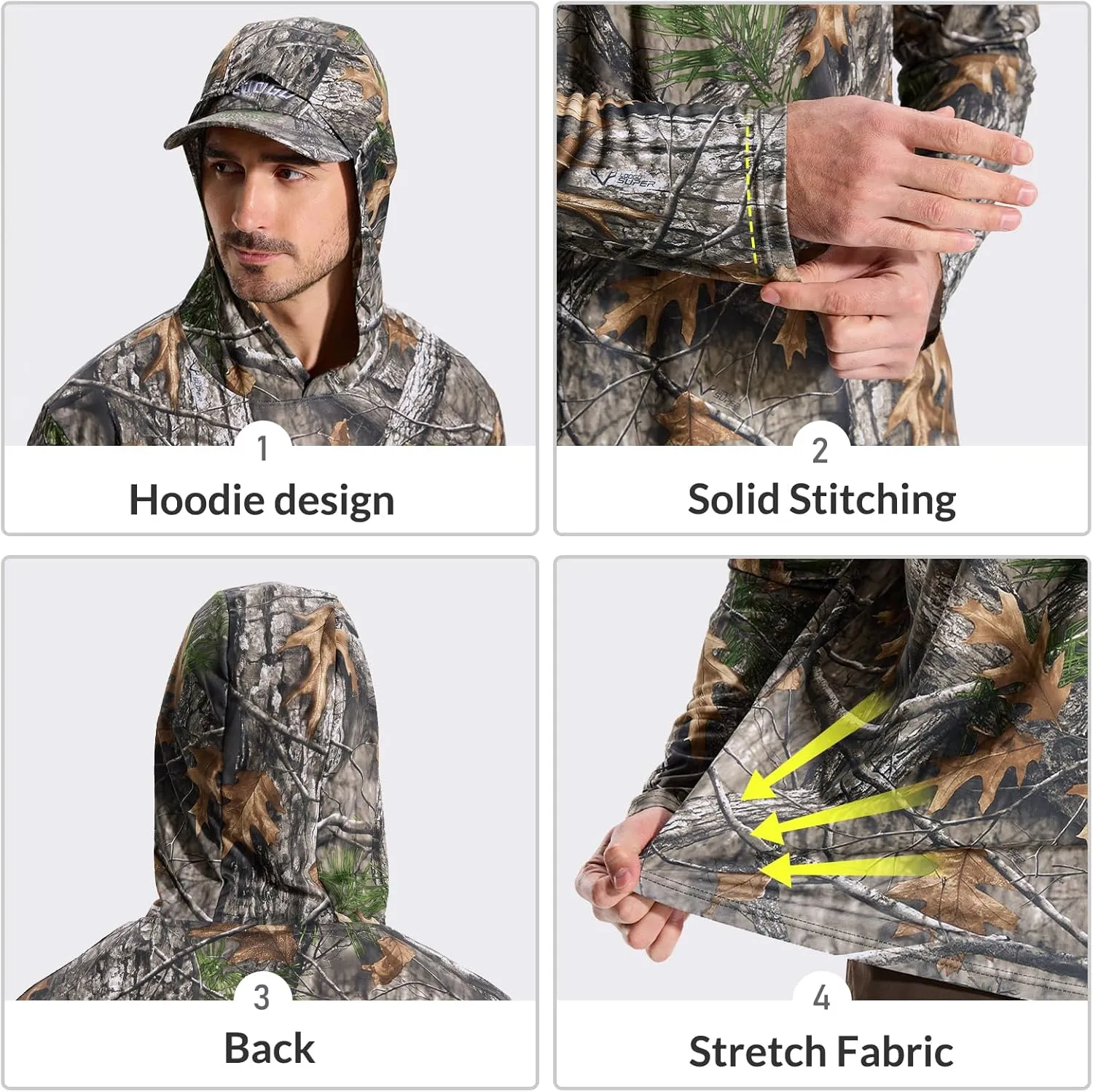 LOOGU Men’s Hunting Camo Shirt Lightweight, Camouflage Shirts for Men Long Sleeve Shirt for Fishing Hiking Camping