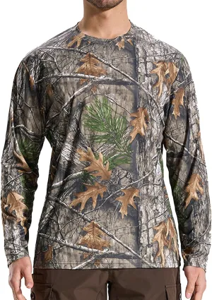 LOOGU Men’s Hunting Camo Shirt Lightweight, Camouflage Shirts for Men Long Sleeve Shirt for Fishing Hiking Camping