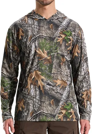 LOOGU Men’s Hunting Camo Shirt Lightweight, Camouflage Shirts for Men Long Sleeve Shirt for Fishing Hiking Camping