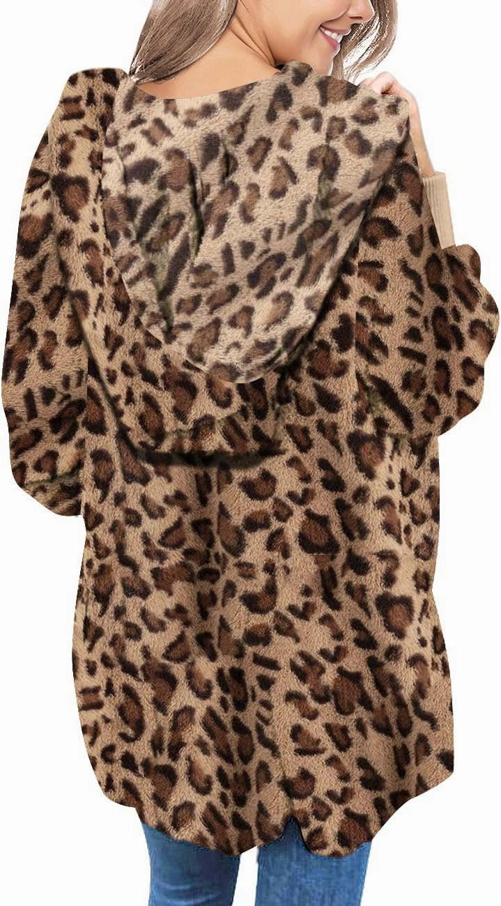 LookbookStore Womens Cardigan 2024 Winter Oversized Open Front Fleece Hooded Draped Pockets Jacket Coats