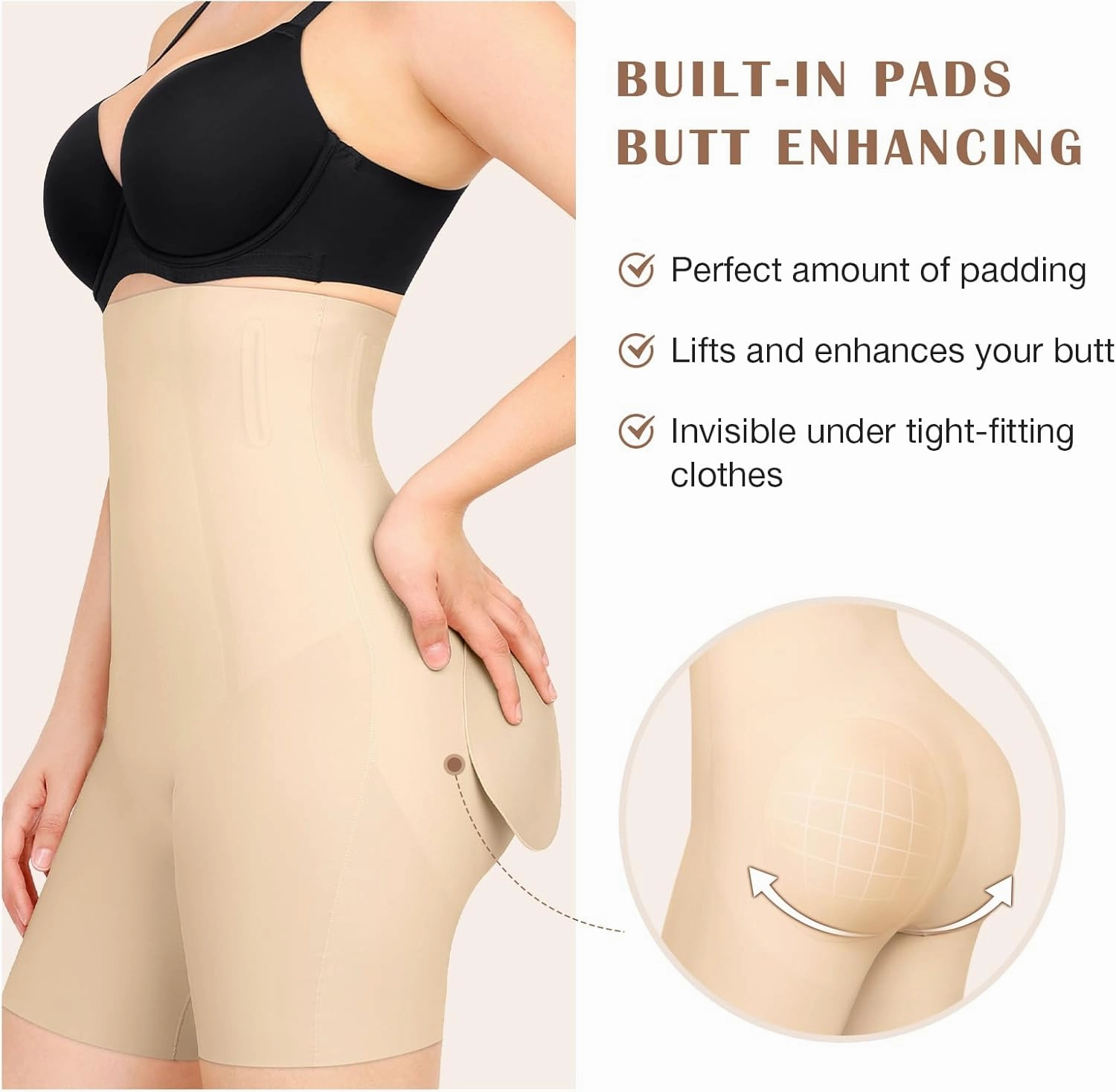 Lover-Beauty Butt Pads Shapewear High Waisted Tummy Control Padded Butt Lifting Underwear