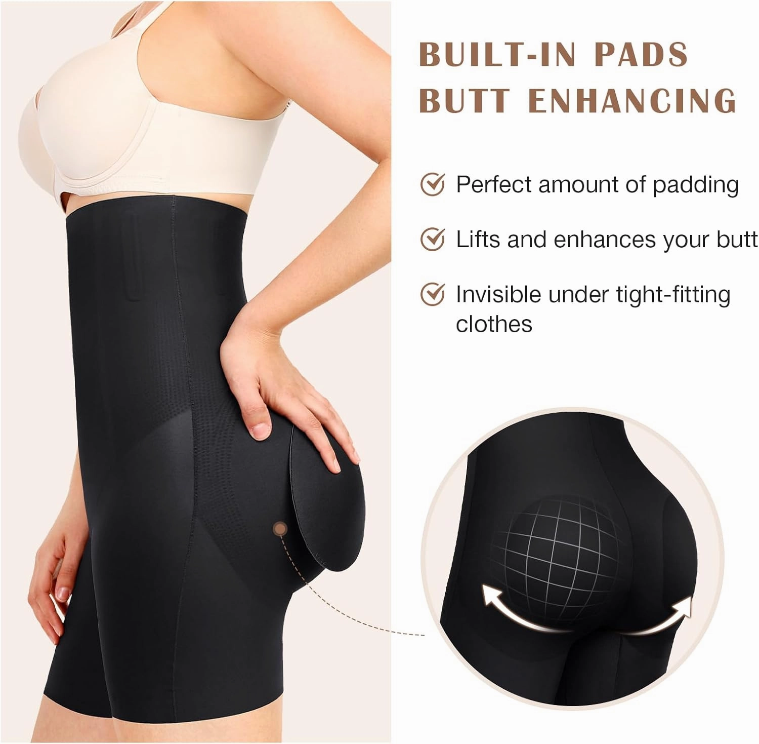 Lover-Beauty Butt Pads Shapewear High Waisted Tummy Control Padded Butt Lifting Underwear