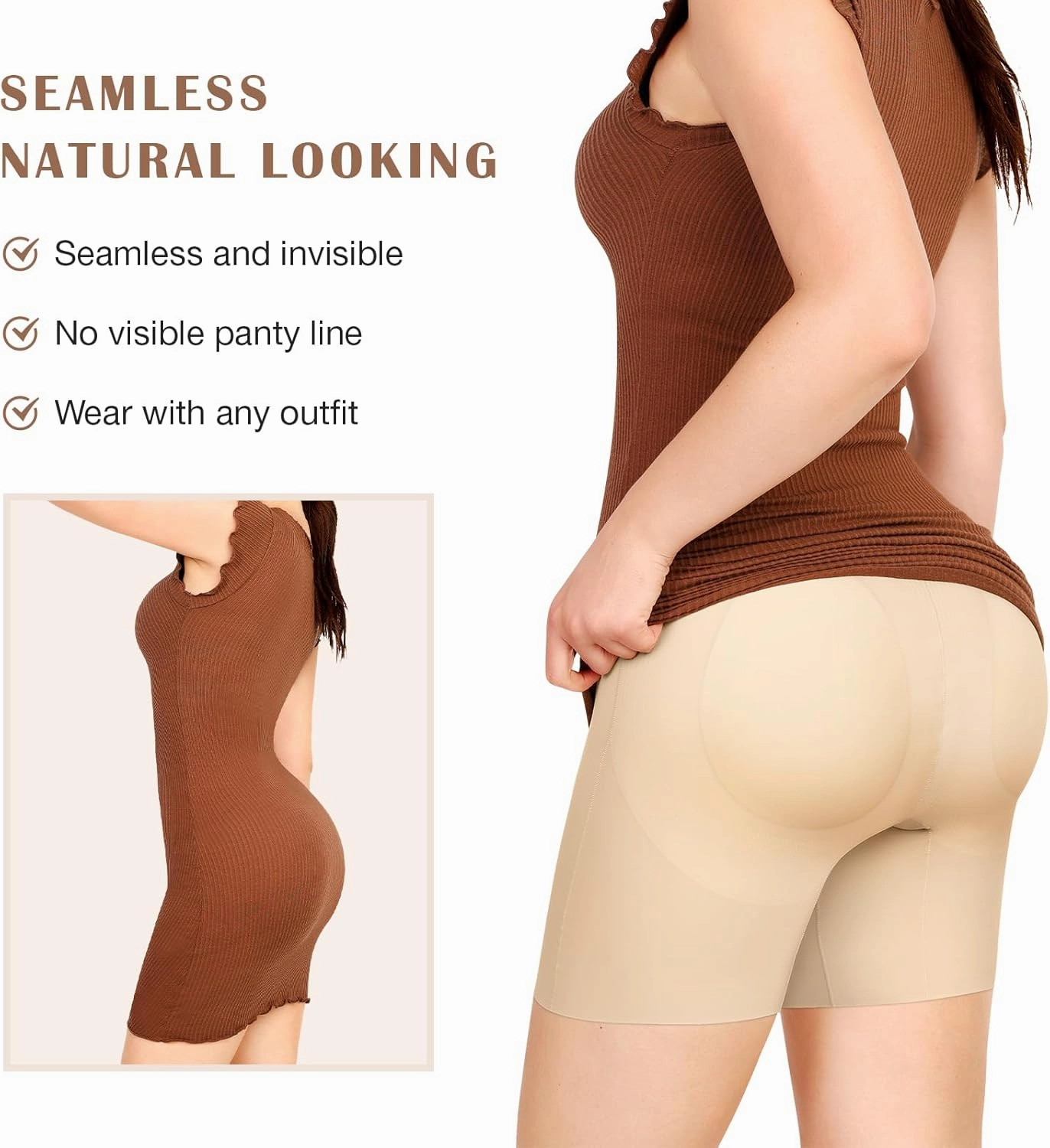 Lover-Beauty Butt Pads Shapewear High Waisted Tummy Control Padded Butt Lifting Underwear