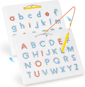 LovesTown Double Sided Magnetic Alphabet Tracing Board ABC Letter Learning Toy with Magnets Educational Writing Practice for Preschool Toddlers