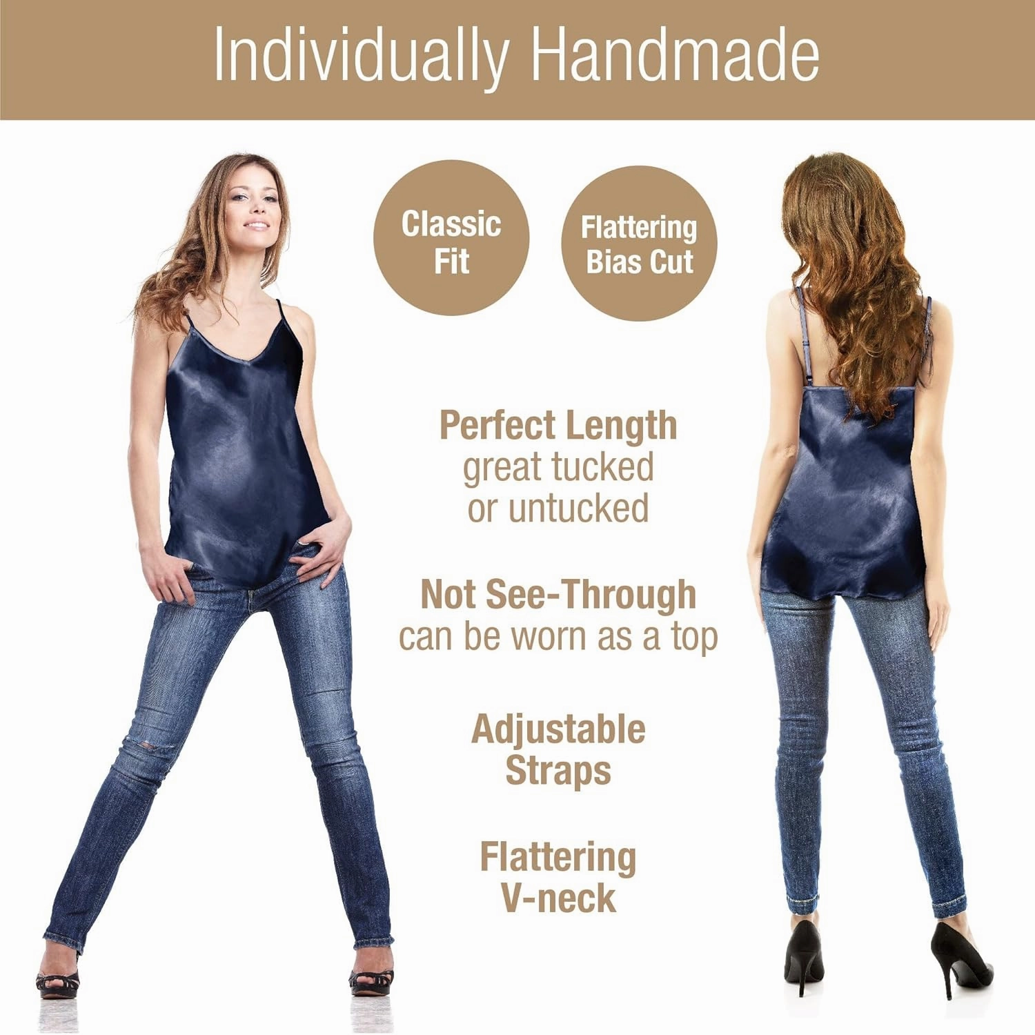 Luxury Artisan Silk Camisole for Women, Pure Mulberry Silk Cami, Silk Tops