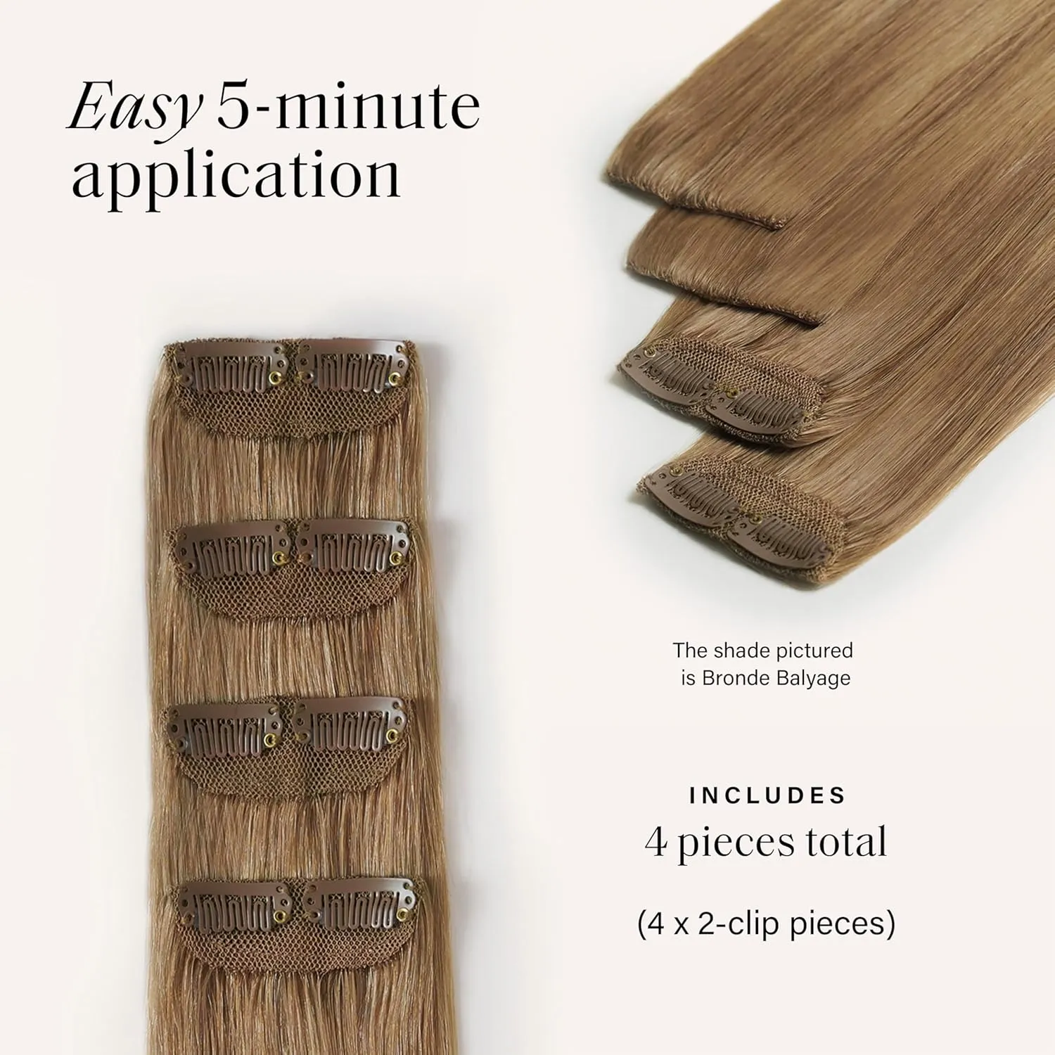 Luxy 100% Remy Human Hair – Scalp Hair Fill-Ins - Clip-Ins for Scalp & Part Line Coverage - Natural Coverage for Thinning Areas, Lightweight Mesh Bands 30 grams 12" Chestnut Brown Balayage