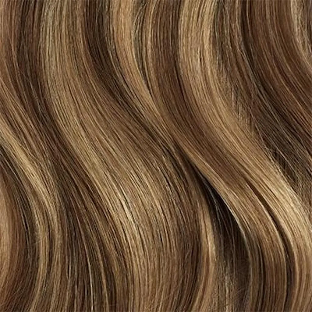 Luxy 100% Remy Human Hair – Scalp Hair Fill-Ins - Clip-Ins for Scalp & Part Line Coverage - Natural Coverage for Thinning Areas, Lightweight Mesh Bands 30 grams 12" Chestnut Brown Highlights