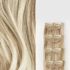 Luxy 100% Remy Human Hair – Scalp Hair Fill-Ins - Clip-Ins for Scalp & Part Line Coverage - Natural Coverage for Thinning Areas, Lightweight Mesh Bands 40 grams 16" Beige Blonde Balayage