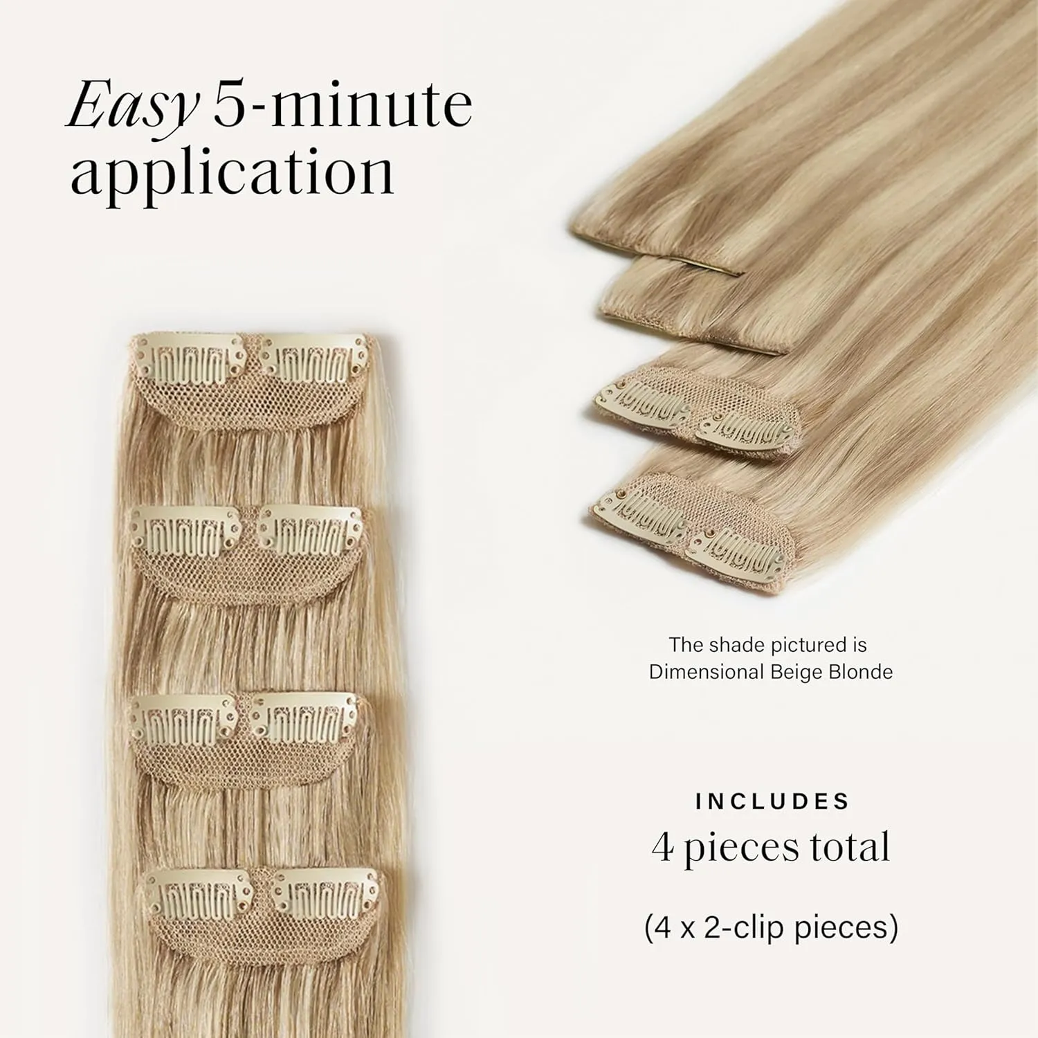 Luxy 100% Remy Human Hair – Scalp Hair Fill-Ins - Clip-Ins for Scalp & Part Line Coverage - Natural Coverage for Thinning Areas, Lightweight Mesh Bands 40 grams 16" Beige Blonde Balayage