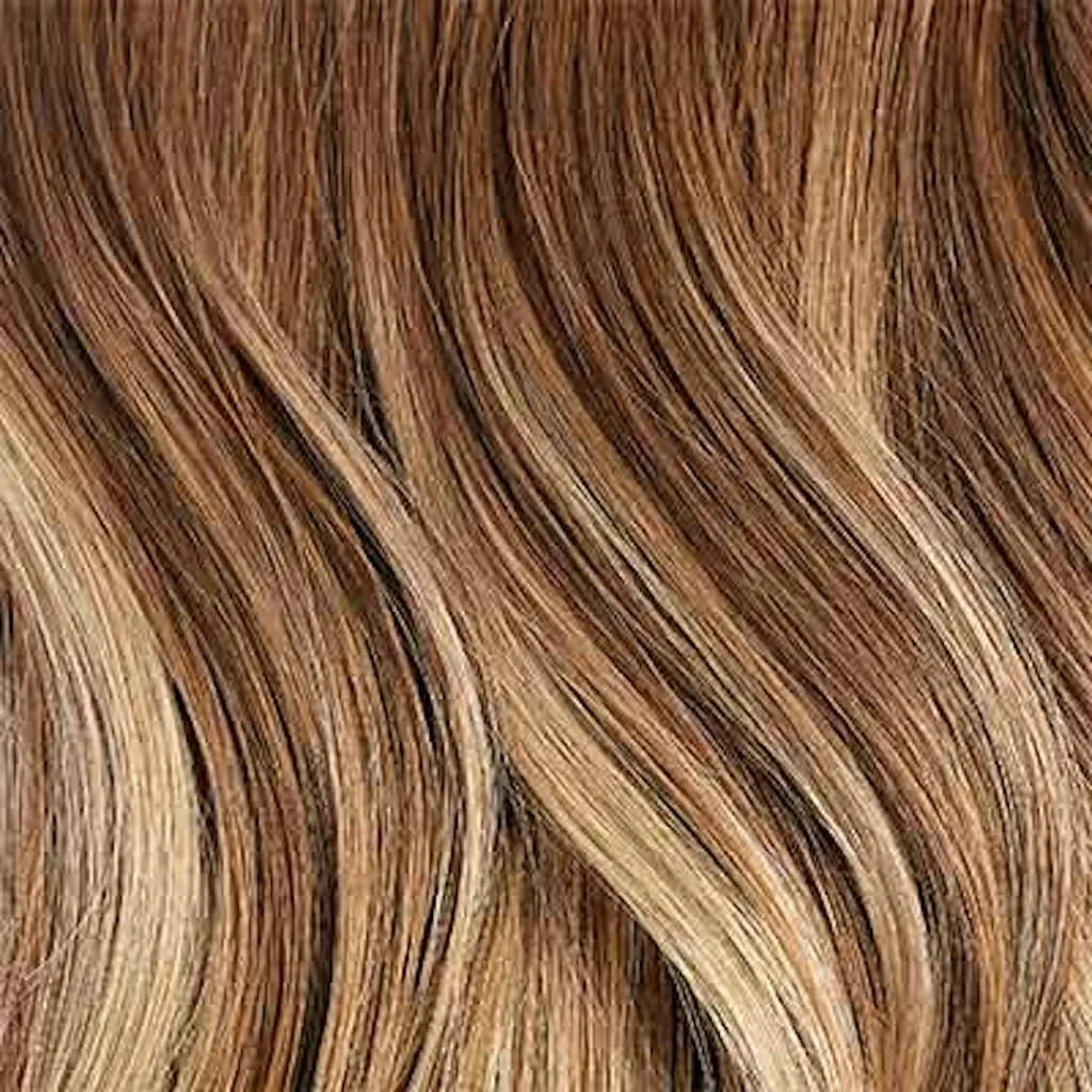 Luxy 100% Remy Human Hair – Scalp Hair Fill-Ins - Clip-Ins for Scalp & Part Line Coverage - Natural Coverage for Thinning Areas, Lightweight Mesh Bands 40 grams 16" Chestnut Brown Balayage