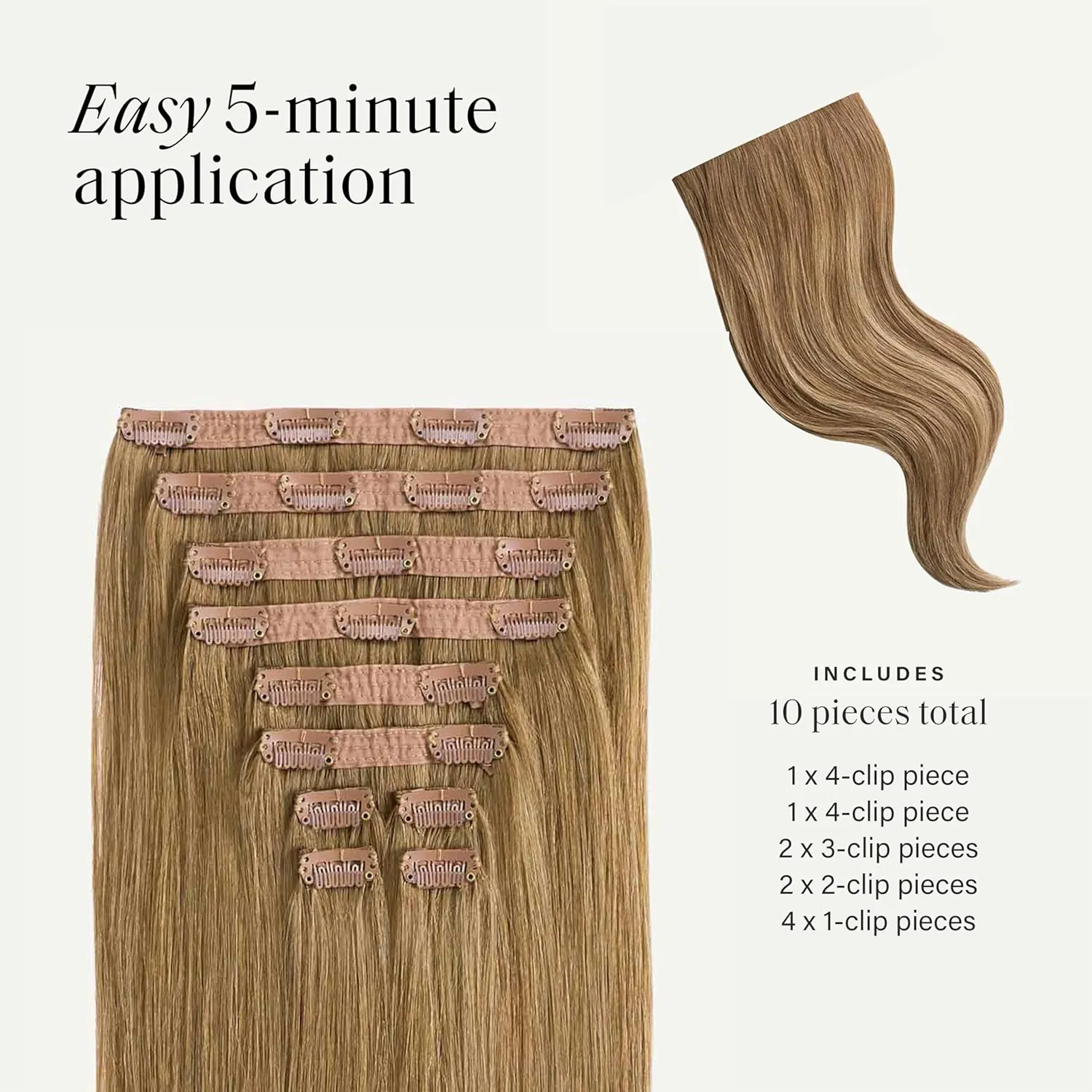 Luxy Hair 20" Bronde Balayage Thick Classic Clip-In Hair Extensions (220 grams) 100% Remy Human Hair, Thick, Natural,Volume, 10-Piece Set, Blends Easily
