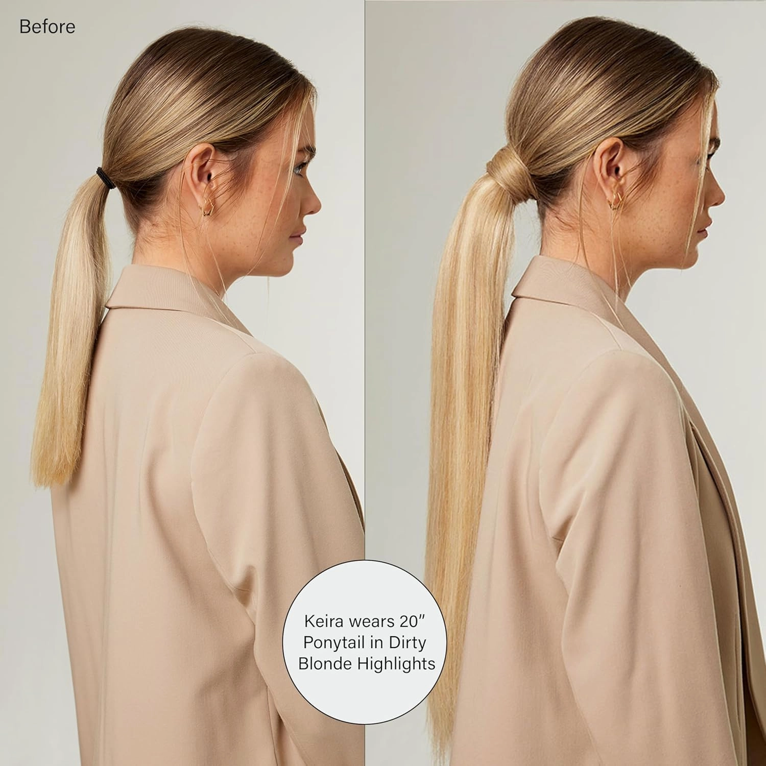 Luxy 100% Remy Human Hair, Clip-In Ponytail Extension, One-Piece Wrap & Secure Prongs - Natural Looking Volume & Length for All Hair Types 120 grams 20" Dirty Blonde Ponytail