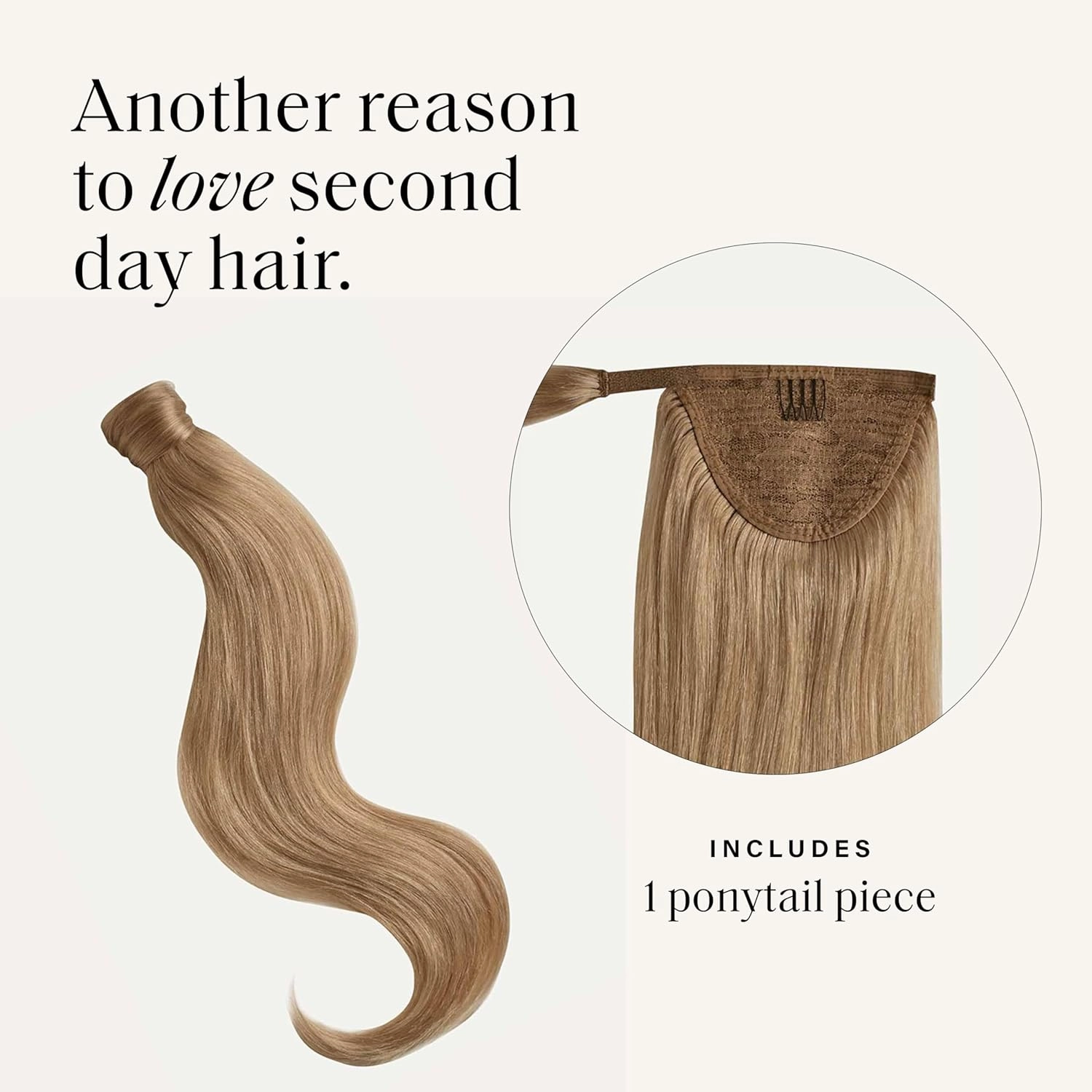 Luxy 100% Remy Human Hair, Clip-In Ponytail Extension, One-Piece Wrap & Secure Prongs - Natural Looking Volume & Length for All Hair Types 120 grams 20" Dirty Blonde Ponytail
