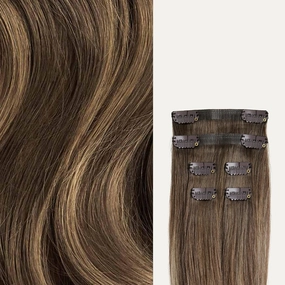 Luxy 100% Remy Human Hair Extensions for Thin Hair Thinning Hair Fill-Ins – 6 Seamless Wefts Multi-Dimensional Color Blend - Natural-Looking Volume & Coverage 50 grams 12" Ash Brown Balayage