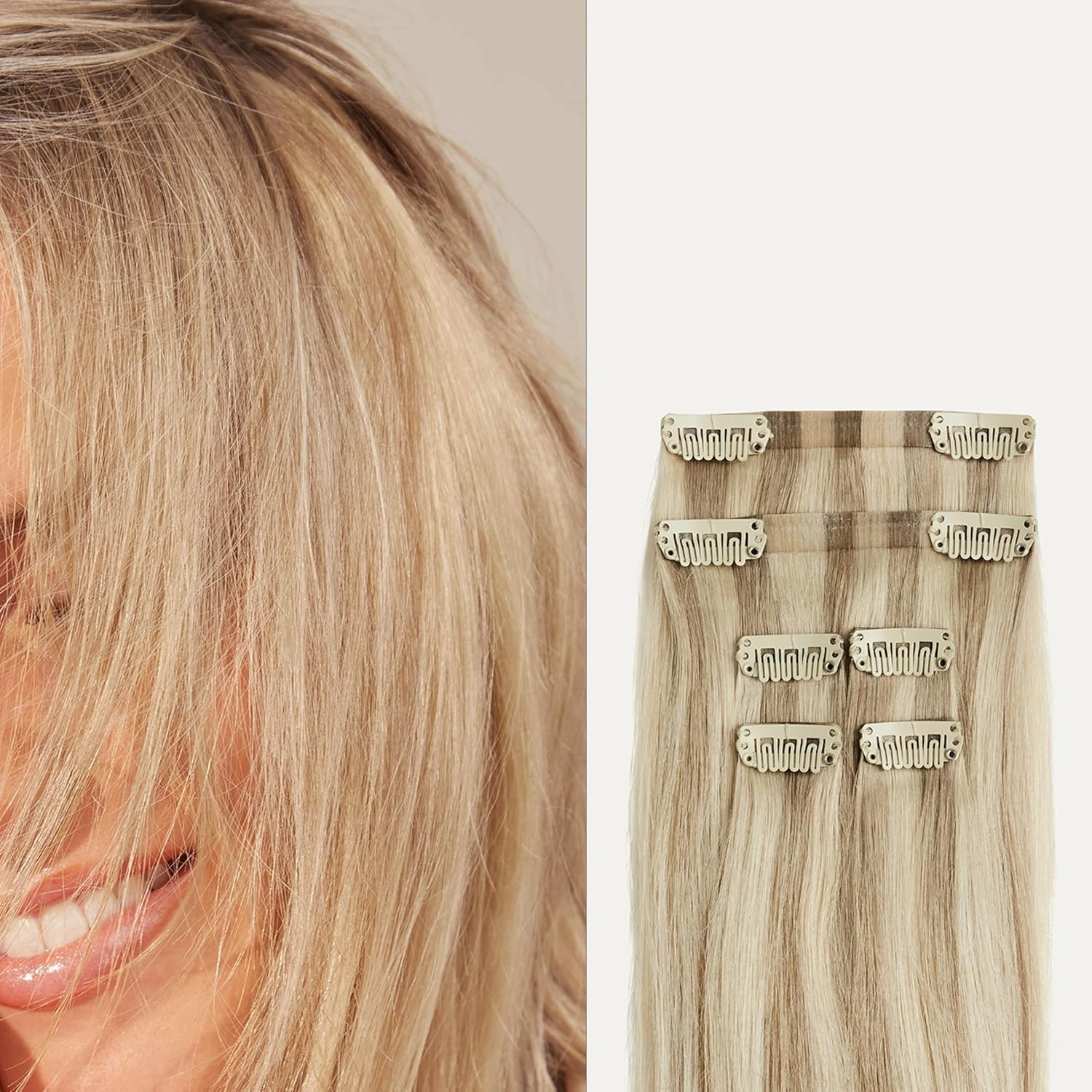 Luxy 100% Remy Human Hair Extensions for Thin Hair Thinning Hair Fill-Ins – 6 Seamless Wefts Multi-Dimensional Color Blend - Natural-Looking Volume & Coverage 50 grams 12" Beige Blonde Balayage