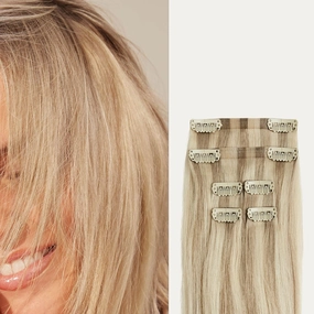 Luxy 100% Remy Human Hair Extensions for Thin Hair Thinning Hair Fill-Ins – 6 Seamless Wefts Multi-Dimensional Color Blend - Natural-Looking Volume & Coverage 50 grams 12" Beige Blonde Balayage