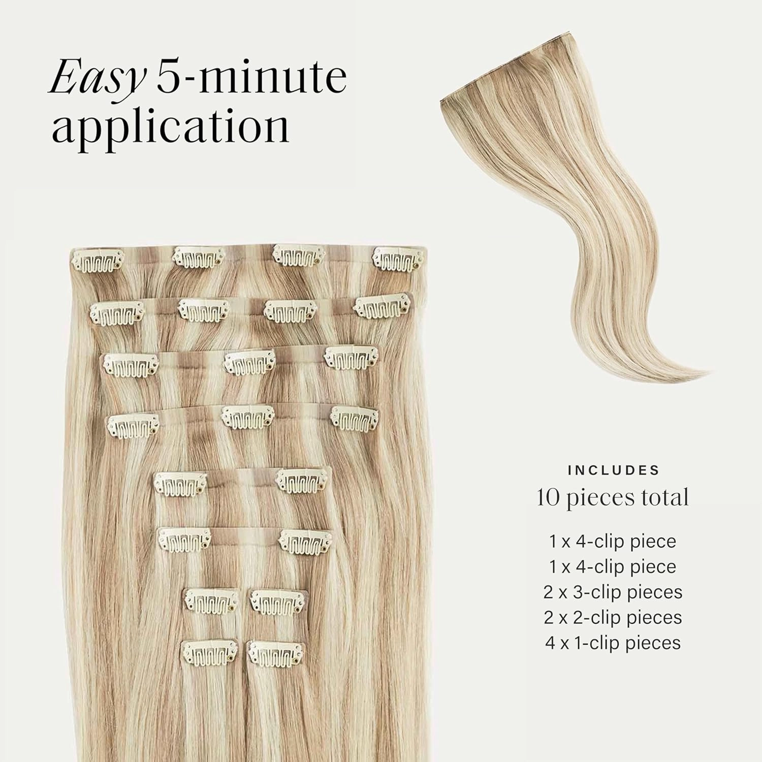 Luxy Hair 20" Beige Blonde Balayage Thick Classic Clip-In Hair Extensions (220 grams) 100% Remy Human Hair, Thick, Natural,Volume, 10-Piece Set, Blends Easily