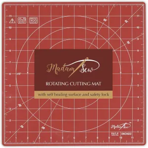 Madam Sew 360 Degree Rotating Self Healing Cutting Mat for Crafts, Sewing, and Quilting – 12x12 cutting matts for sewing Lockable Non-Slip Base and Accurate Grid and Bias Lines for Precise Cuts