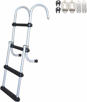 Made 4-Step Aluminum Folding Boat Ladder - Sturdy Aluminum Marine Stepladder - Removable Folding Design for Easy Storage - Ideal for Marine, Boats, Ships, Pantoon and Yachts