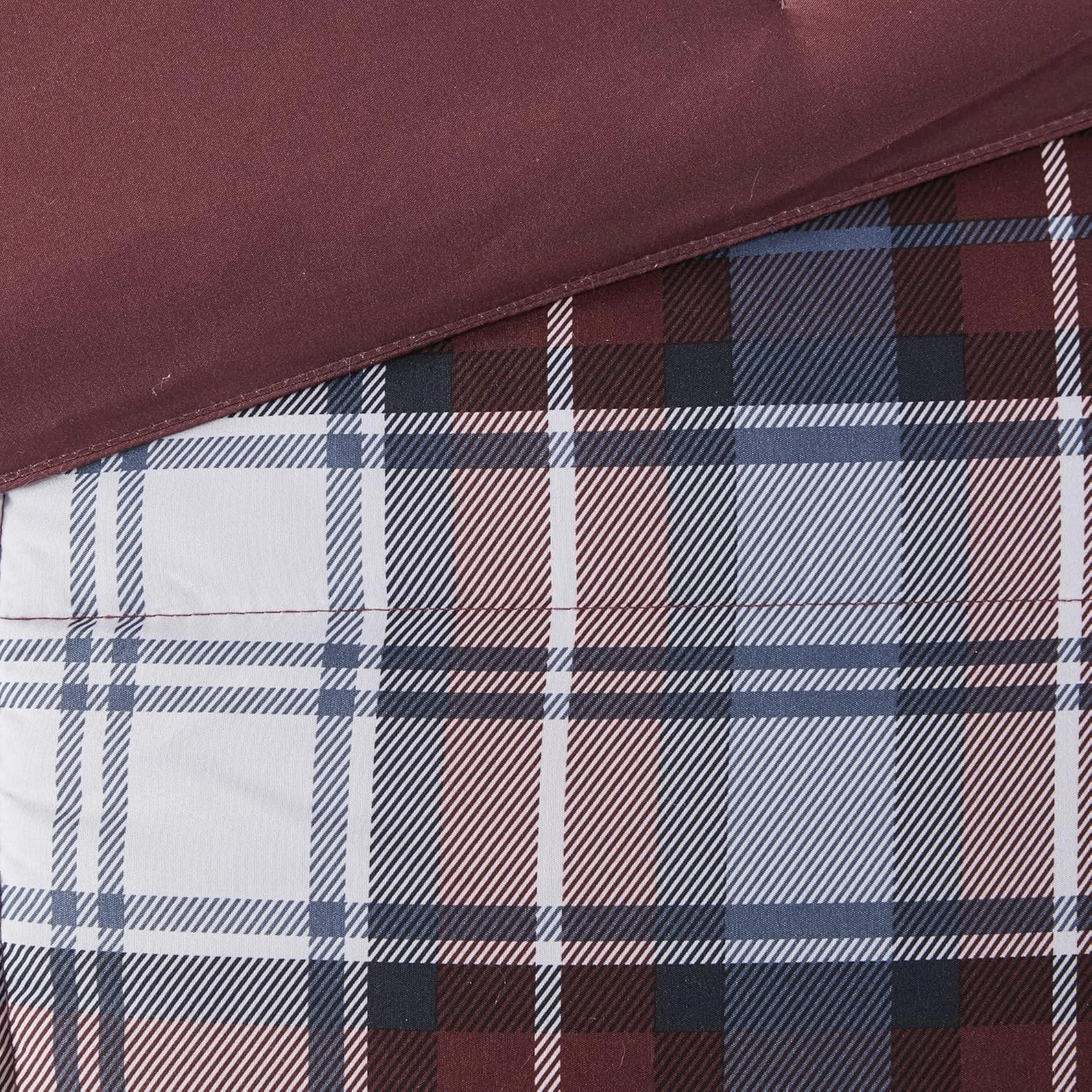 Madison Park Essentials Parkston Plaid Comforter, Matching Sham, 3M Scotchguard Stain Release Cover, Hypoallergenic All Season Bedding-Set, Full/Queen, Red, 3 Piece