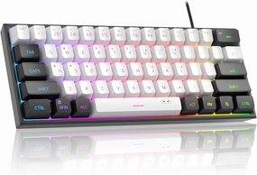 MageGee Mini 60% Gaming Keyboard, RGB Backlit 61 Key Ultra-Compact Keyboard, TS91 Ergonomic Waterproof Mechanical Feeling Office Computer Keyboard for PC, MAC, PS4, Xbox ONE Gamer(Black White)……