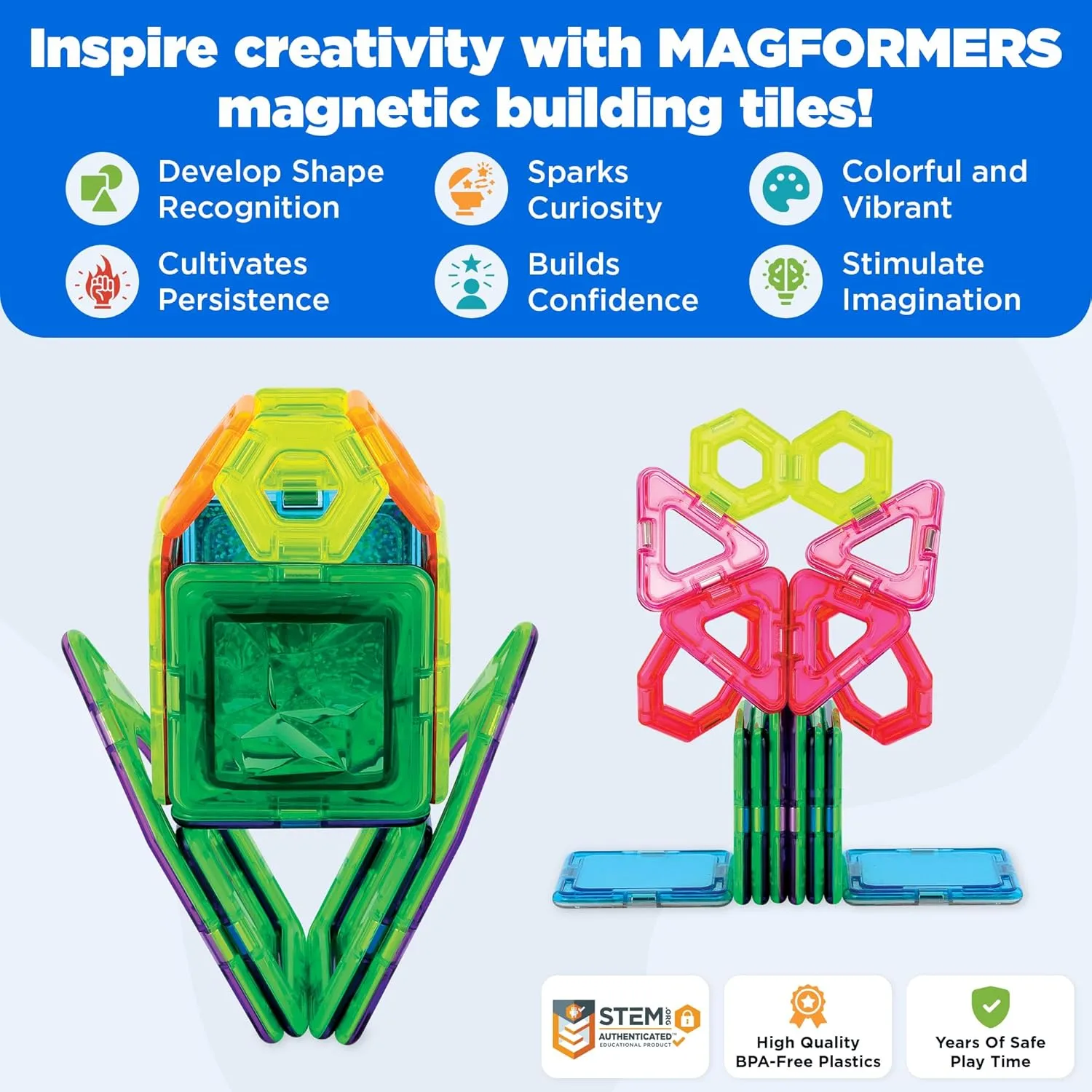 Magformers Twinkling Garden 27-Piece Set | Magnetic Tiles Building Blocks, Educational Kit, STEM Toy Set | Magnetic Building Tiles for Kids to Develop Problem-Solving Abilities and Shape Recognition