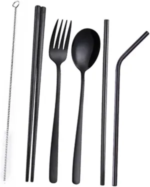 MAGICLULU 5pc Stainless Steel Cutlery Set Camping Silverware Set Portable Camping Mess Kit Dinnerware for Outdoor Travel