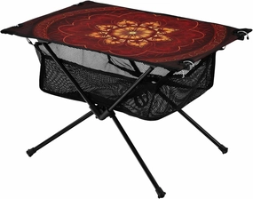 Mandala Red Portable Folding Camping Table, Compact Lightweight Beach Table with Carrying Bag for Outdoor Picnics, BBQs, Camp