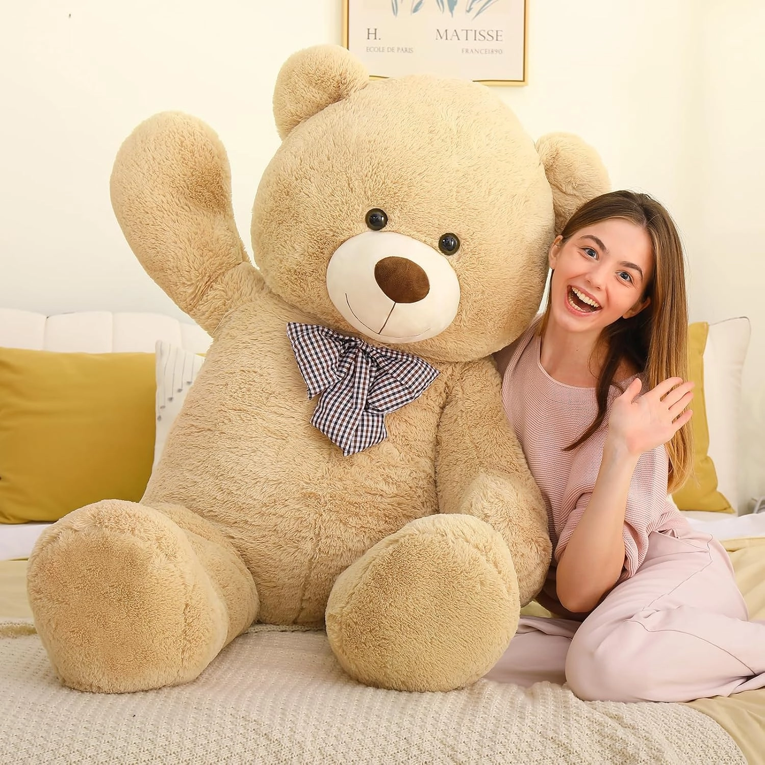 MaoGoLan Giant Teddy Bear Plush, Life Size Large Teddy Bear Stuffed Animal 5 Feet,Soft and Fluffy Big Teddy Bear Gift for Baby Shower,Christmas,Valentines