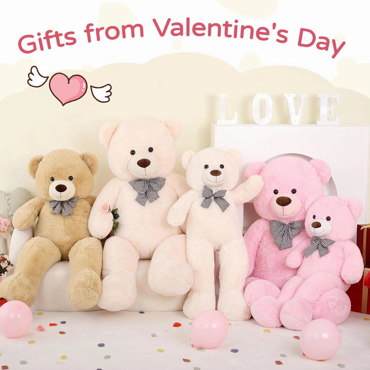 MaoGoLan Giant Teddy Bear Plush, Life Size Large Teddy Bear Stuffed Animal 5 Feet,Soft and Fluffy Big Teddy Bear Gift for Baby Shower,Christmas,Valentines