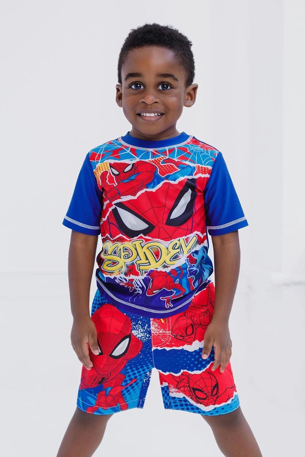 Marvel UPF 50  Pullover Rash Guard and Swim Trunks Outfit Set Toddler to Big Kid Sizes (2T - 18-20)