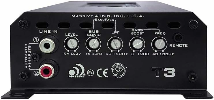 Massive Audio T3 Trident Marine Mono Block Amplifier - 1400 Watts 1 RMS @ 1 Ohm Water Resistant Amplifier, High Level Input & Auto Turn On
