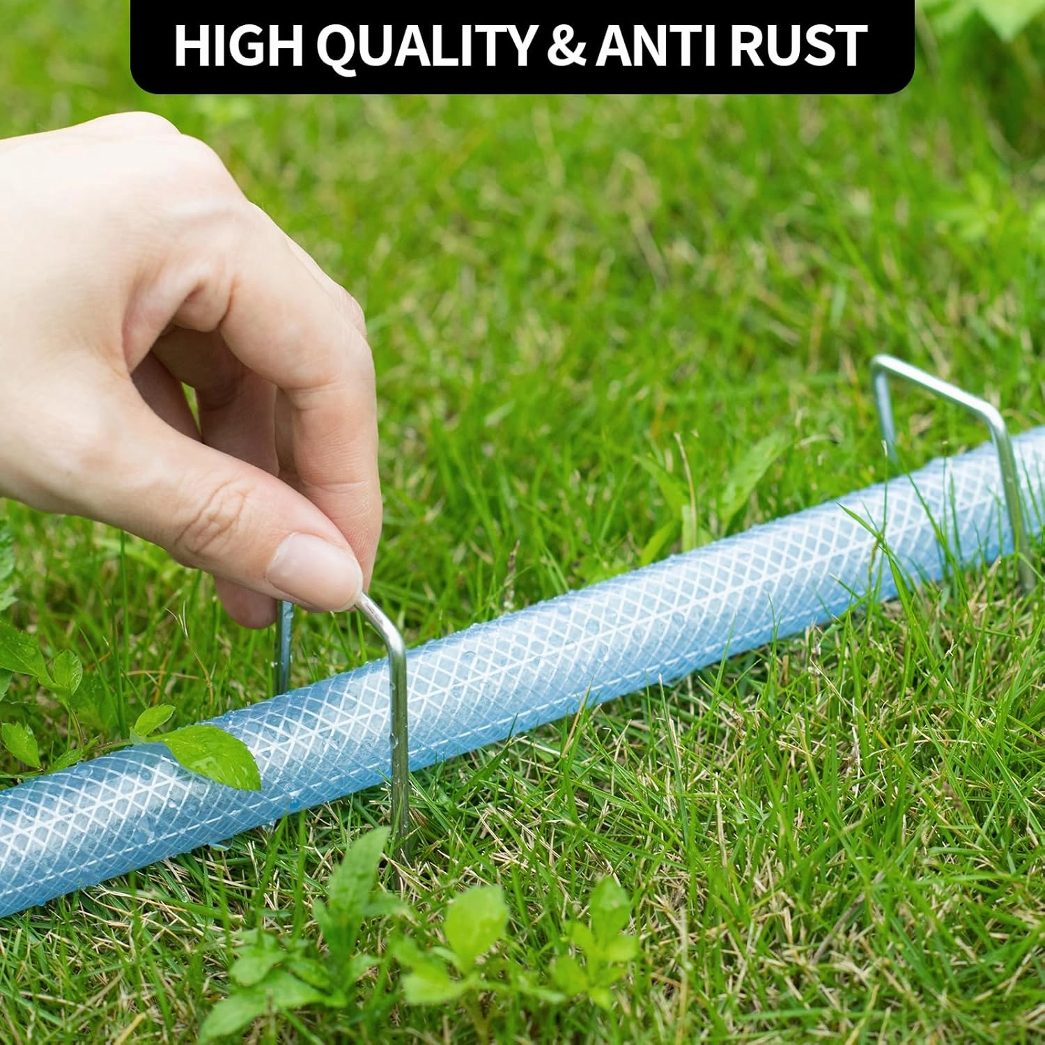 MAT-7 BANQUET Galvanized Landscape Staples 6 Inch 120 Pack 11 Gauge Garden Stakes Landscape Pins U-Shaped Heavy Duty Sod Weed Barrier Fabric Garden Fencing Plants Edging Landscaping Yard