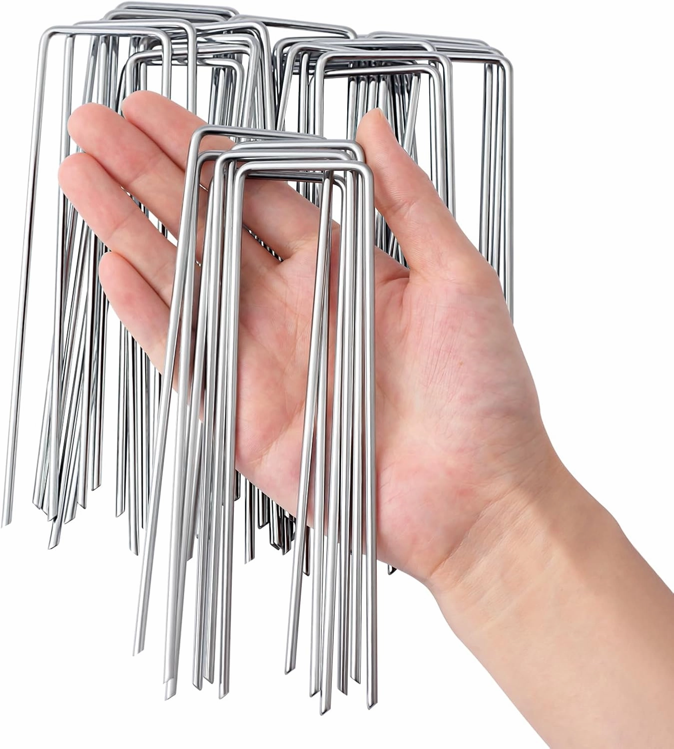MAT-7 BANQUET Galvanized Landscape Staples 6 Inch 120 Pack 11 Gauge Garden Stakes Landscape Pins U-Shaped Heavy Duty Sod Weed Barrier Fabric Garden Fencing Plants Edging Landscaping Yard