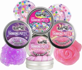 Matty's Toy Stop Crazy Aaron's Putty Mini Tins Daydream, Skate Away, Fairy Sprinkles & Love is in The Air Gift Set Bundle - 4 Pack (13.3g Each)