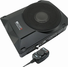 MB Quart RW-110A 800W Reference Series 10'' Slim Low Profile Compact Under-Seat 4-Ohm Active Powered Subwoofer Enclosure with Built in Amplifier for Car RV ATV - 3rd Gen, Black