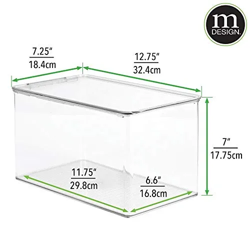 mDesign Stackable Closet Plastic Storage Box with Lid - Container for Organizing Child's/Kids Toys, Action Figures, Crayons, Markers, Building Blocks, Puzzles, Crafts - 7" High, 2 Pack - Clear