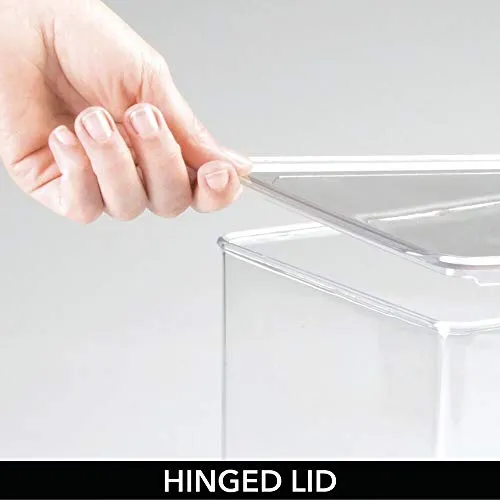 mDesign Stackable Closet Plastic Storage Box with Lid - Container for Organizing Child's/Kids Toys, Action Figures, Crayons, Markers, Building Blocks, Puzzles, Crafts - 7" High, 2 Pack - Clear