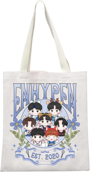 MEIKIUP K-pop Group ENHA Tote Bag K-Pop Fans Gift K-pop Lover Shoulder Bag K-pop Music Lover Gift K-Pop Merchandise
