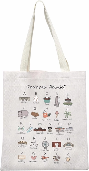 MEIKIUP Cincinnati Alphabet Tote Bag Cincinnati Souvenir Gift Cincinnati Travel Bag Ohio Cincinnati Welcome Gift