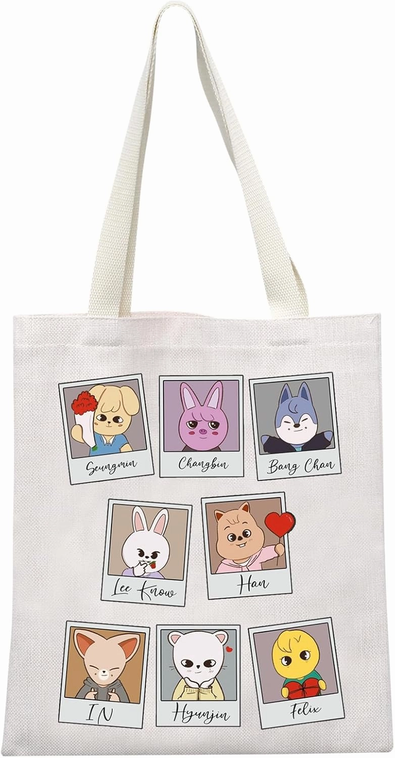 MEIKIUP Stay Fandom Tote Bag K-POP Group Gift K-POP Idol Fans Shoulder Bag Character Bag K-POP Music Lover Merch