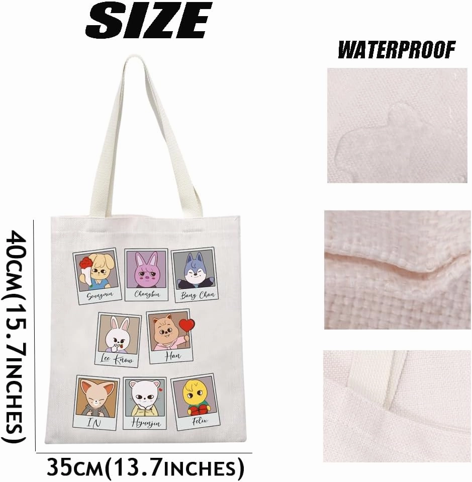 MEIKIUP Stay Fandom Tote Bag K-POP Group Gift K-POP Idol Fans Shoulder Bag Character Bag K-POP Music Lover Merch