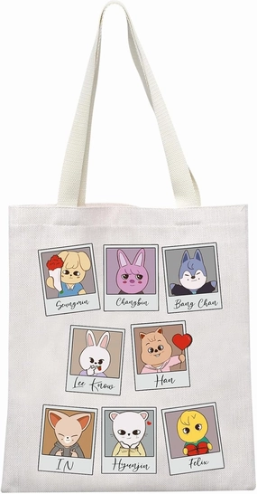 MEIKIUP Stay Fandom Tote Bag K-POP Group Gift K-POP Idol Fans Shoulder Bag Character Bag K-POP Music Lover Merch