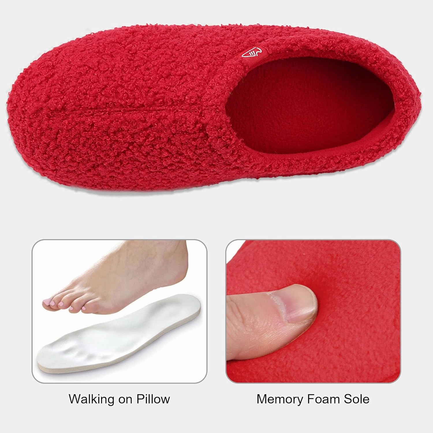 Memory Foam Slippers Indoor Women's Curly Fleece Home Shoes Soft Warm House Slippers